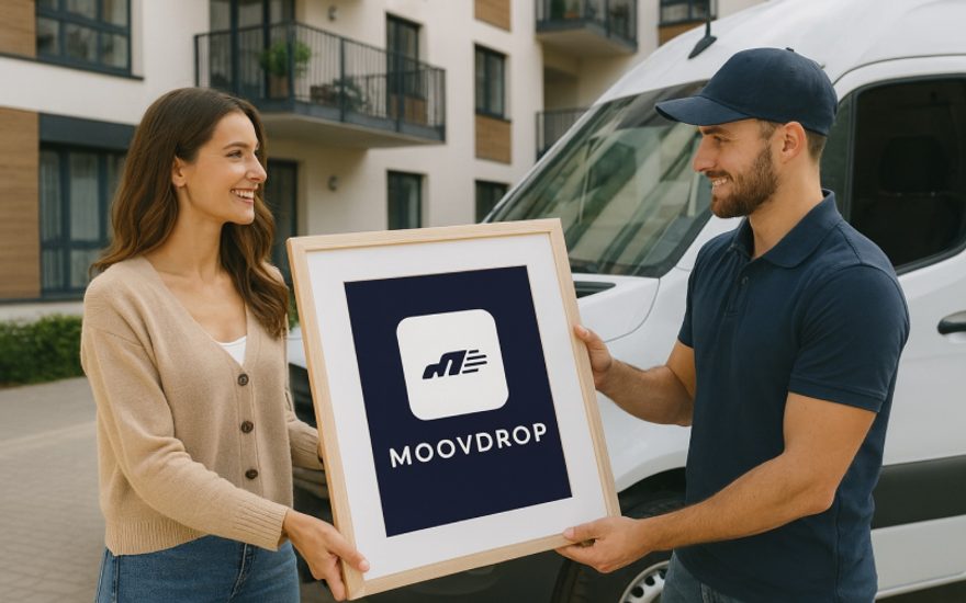 MoovDrop driver handing package to customer