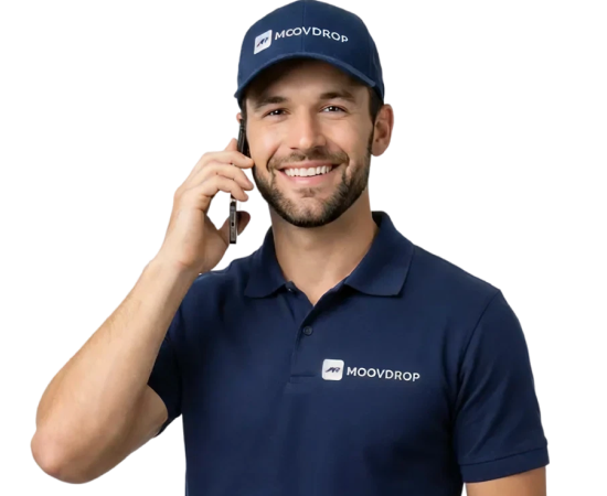 MoovDrop team member on phone